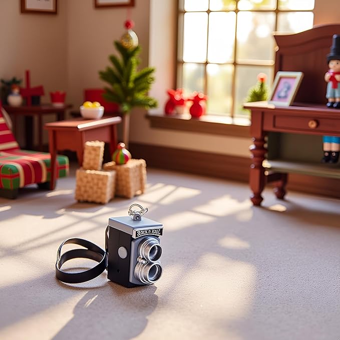 Black Mini Camera for Dolls, Dollhouse Miniature Digital Camera Dolls House Decoration Mini Camera Ornament Vintage Camera Model, DIY Doll House Kit