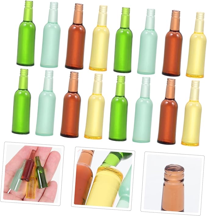 Alasum 24pcs Miniature Wine Bottles Resin Mini Bottle Models for Dollhouse and House Scene Decor Creative Accessories for Miniature Home Design