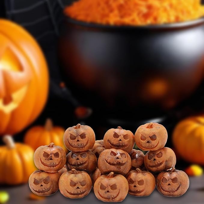 20 Pieces Miniature Pumpkin Figurines Mini Statues Grimace Pumpkins Crafts Sculptures Halloween Decorations Resin for Desk