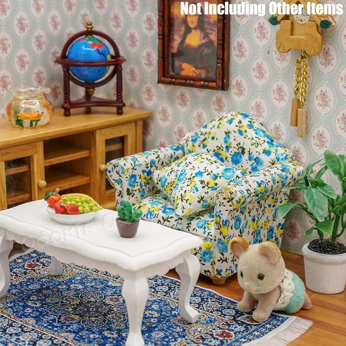 Odoria 1/12 Miniature Chair Armchair Dollhouse Furniture Accessories, Blue
