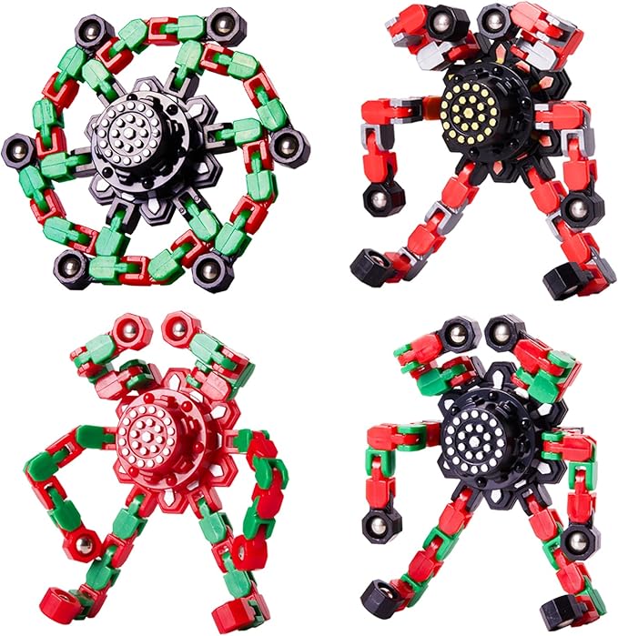 Christmas Fidget Toys Transformable Fidget Spinners for Kids and Adults, Stress Relief Sensory Toys for Boys and Girls Fingertip Gyros for ADHD Autism for Kids Birthday Gifts