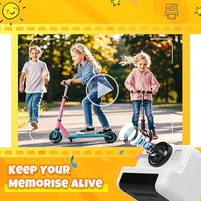 Kids Instant Print Camera, 1080P HD Kids Camera Instant Print with 3 Rolls Print Paper & 32GB Card, Ideal Kid Toys Gifts for Boys & Girls Age 3-14 (Black)