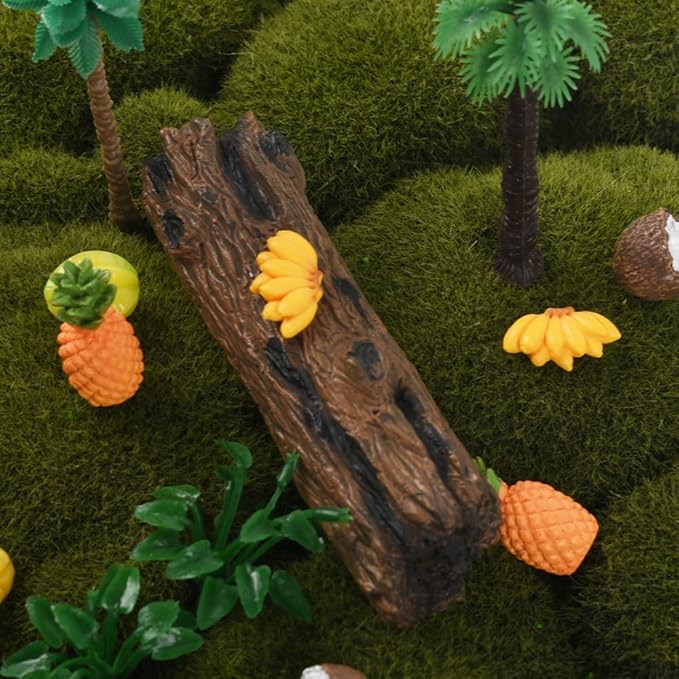 Mini Fake Fruit 30PCS, Artificial Tropical Fruit Resin Fruit Models Miniature Banana Mango Pineapple Starfruit Coconut for Mini Kitchen Scene House Store Display Decoration