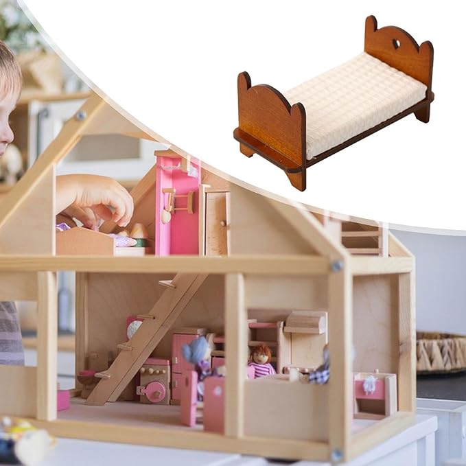 Dollhouse Furniture Miniature Bed 1:12 DIY Scene Decoration Dollhouse Dollhouse