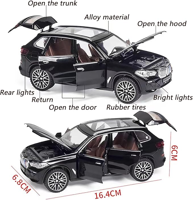 Toy Cars Compatible for X5 1/32 Metal Model Car Toys with Light and Sound Pull Back Collectible Model for Kids Gift Toy(Black)
