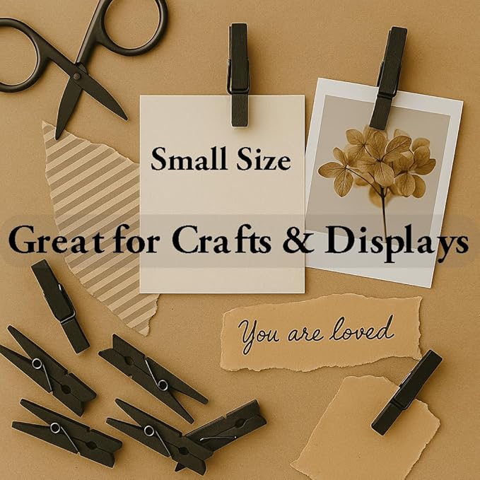 LWR CRAFTS Wooden Small Clothespins 1-7/8" 4.8cm 50 Pieces Per Pack (Black)