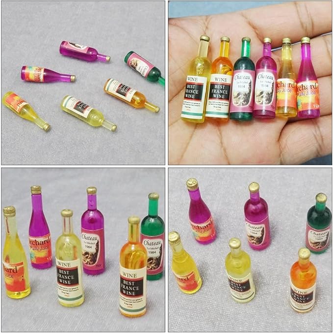 EXCEART 54pcs Miniature Wine Bottles for Dollhouse Ornaments Lovely Bottle Realistic Colors and Shapes for Home Decoration and Collecting Mixed Styles