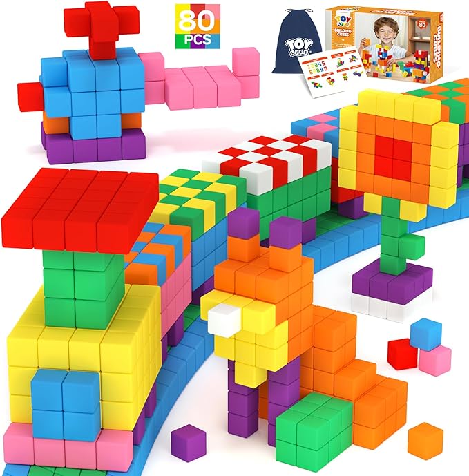 80PCS Magnetic Blocks, Magnetic Building Blocks for Kids Ages 3 4 5 6 Year Old, Magnet Cubes, Autism Montessori Toys, Preschool STEM Educational Sensory Magnet Toys Gifts for Kids 3-5 4-8