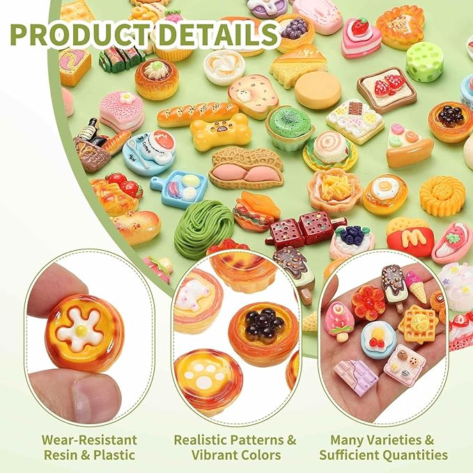 Dollhouse Miniature Food, Cute Mixed Claw Dessert Figures Toys Mini Resin Foods Trinkets for Pretend Play Kitchen Cooking Game & Doll House Decor (Mixing Colors, 20pcs)