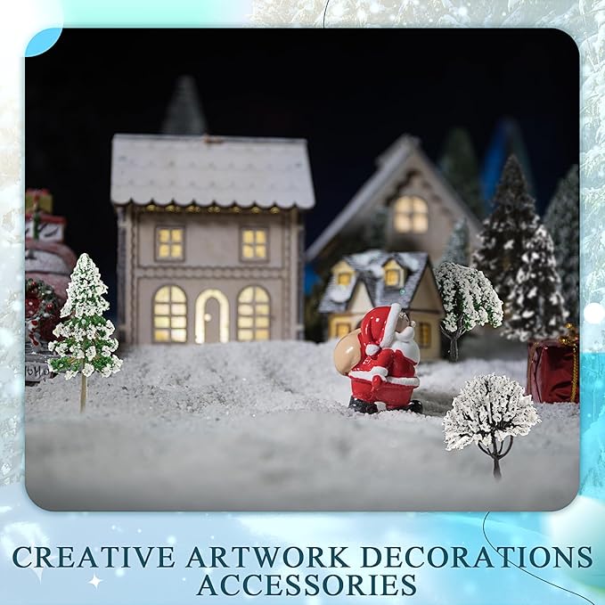 Canlierr 28 Pcs Miniature Model Trees for Diorama Mini Tiny Winter Snowy Tree Figurine for Villages, Craft, Model Train Scenery Accessories (Snow Trees)