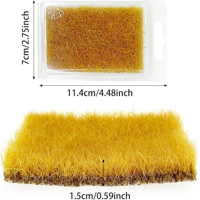 Woohome 2 PCS Model Grass Tufts Resin Static Scenery Model, Artificial Grass for Building Model, DIY Miniature Train Landscape Terrain Railway Scenery Decorations, Yellow
