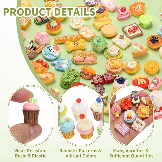 Dollhouse Miniature Food, Cute Mixed Cupcakes Figures Toys Mini Resin Foods Trinkets for Pretend Play Kitchen Cooking Game & Doll House Decor (Mixing Colors, 20pcs)