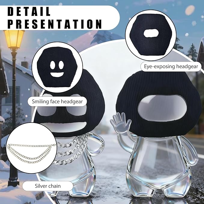 VPDSLABUBU Funny Clothes for 6.7 Inch (17cm) Dolls(NO Doll),Thief Mask,Gangster Costume, Bandit Headband, Mask, Three Accessories in Total: Two Black Head Covers and A Three-Layer Silver Necklace
