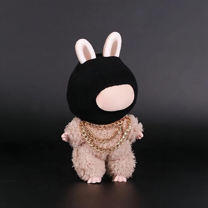 2026 New 17cm Doll Fashion Clothes Set: Black Head Cover, Three-Layer Gold Necklace - Funny Outfits & Accessories for Unique Style (Doll Not Included)