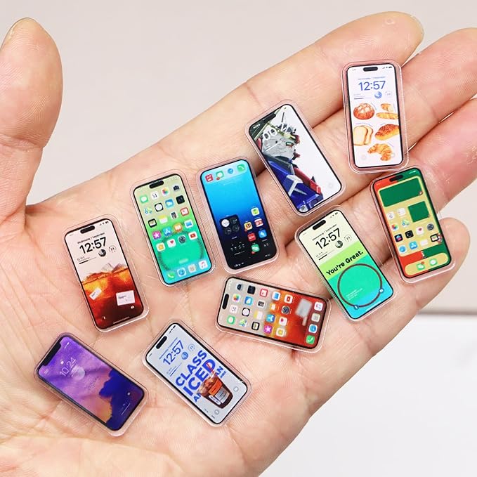 Miniature Mobile Phone, Dollhouse Mini Cell Phone, Miniature Mobile Phones Model, for Dollhouse Miniature Accessory, Fairy Garden, Diorama Decoration