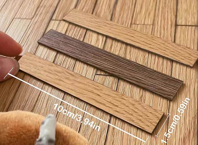 Miniature Dollhouse Floor - 1/12 & 1/6 Scale, DIY Wooden Veneer (40PCS), White Oak Color