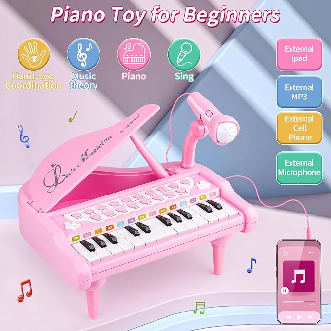 Amy&Benton Piano Music Toy Baby for Toddlers Pink for Girls 1-3 Girl First Birthday Gift for 1 2 3 Years Old Girl 1st Birthday Toy Presents for 1 2 3+ Kids Gift