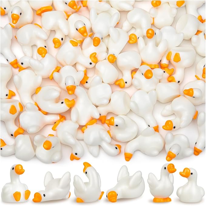 72pcs Mini Resin Goose Figurines, Tiny Animal Figurine Bulk, Small Desk Goose Decor for Garden Lawn Yard Micro Landscape Aquarium Potted Ornament DIY Craft ﻿