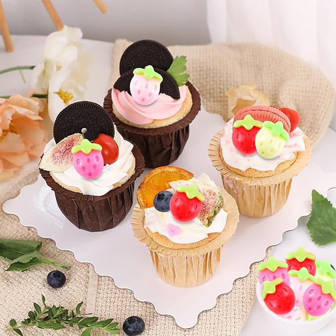 100 Pieces Colorful Tiny Strawberry for Dollhouse Miniatures Resin Food for Crafts Mini Strawberry for Dollhouse Mini Kitchen Micro Landscaping Decoration