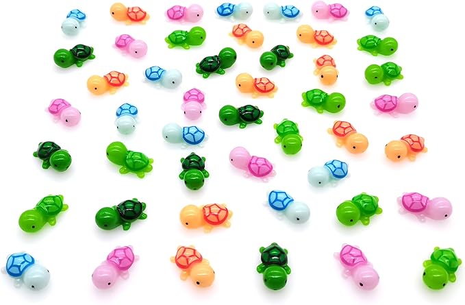200 Pcs Tiny Sea Turtle Figurine Colorful Mini Turtle Statue Miniature Sea Creatures Tortoise Resin Animals for DIY Home Garden Decoration