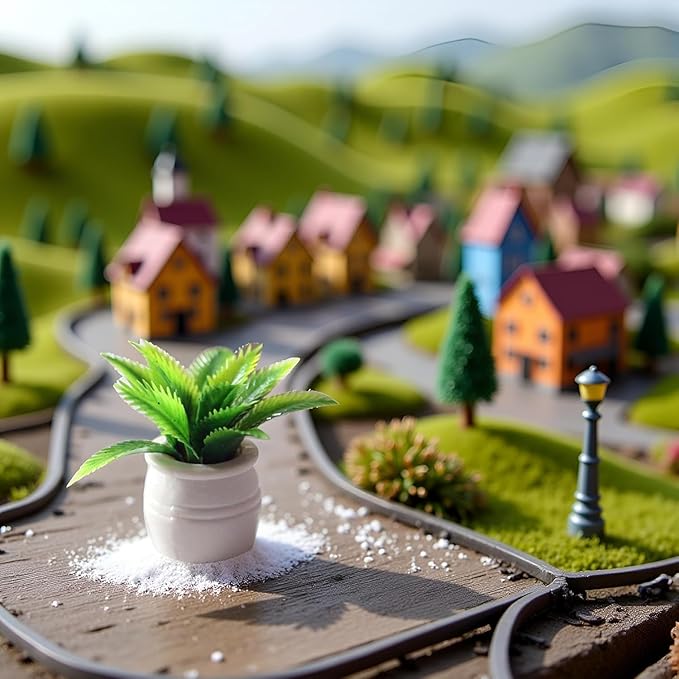 Miniature Dollhouse Tiny Fake Greenery Bonsai Ornament Crafts, Green Potted Flower Model, 1:12 Scale Doll House Miniature Plant Model,DIY Accessories, Shooting Props