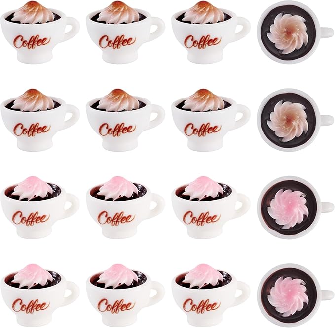 20Pcs Miniature Coffee Cup Resin Mini Ornaments Dollhouse Decorations Micro Landscape Garden Home Decor Mini Photography Props Imitation Drink Food Decoration Snow Top Coffee Christmas Party