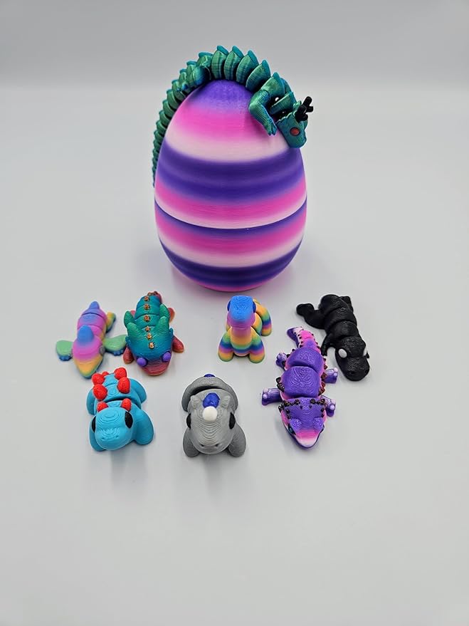 Mystery Mini Animal Packs - 3D Printed Articulating Figurines - Unique and Fun Designs Includes Mystery Egg - Stress Relief (Fantasy Pack)
