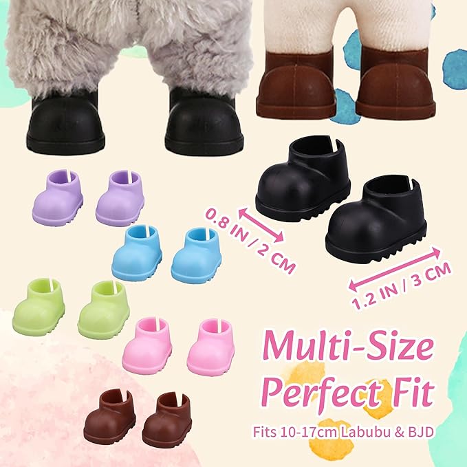 6 Pairs 17cm Doll Shoes, Plastic Mini Shoes for 17cm Dolls, Mini Finger Shoes,Accessory for 6.9 Inch Dolls