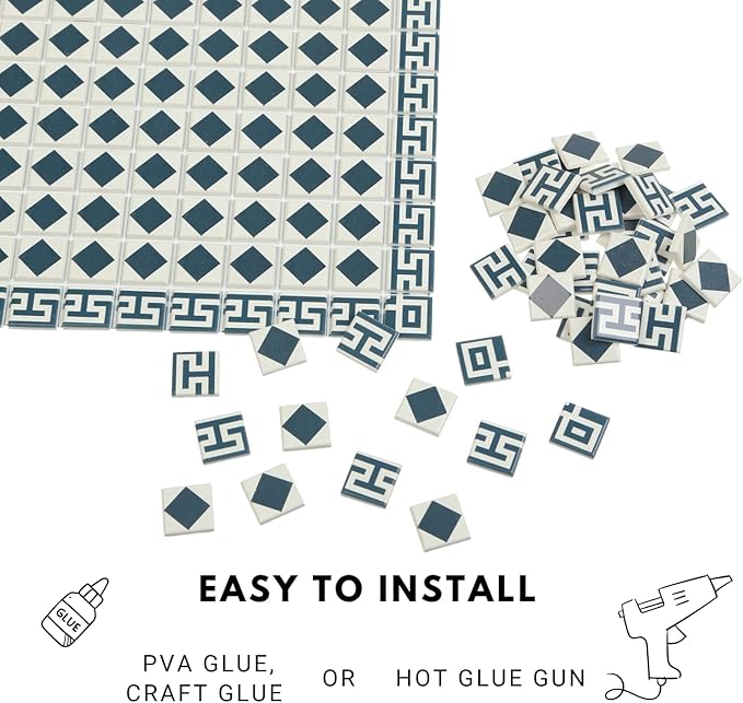 150 pcs, Dollhouse Flooring, 1:12 Scale Doll House Tiles, Miniature Checkerboard Floor, REDUCIO! (Aegean Mosaic)