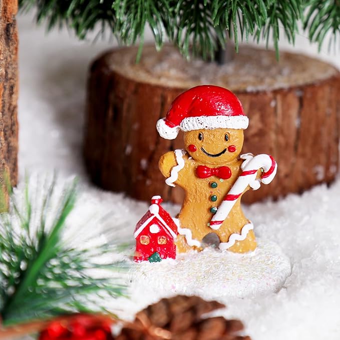 Christmas Village Accessories Ornaments Resin Christmas Village Sets Decoration for Xmas Festival Holiday (Gingerbread Man)