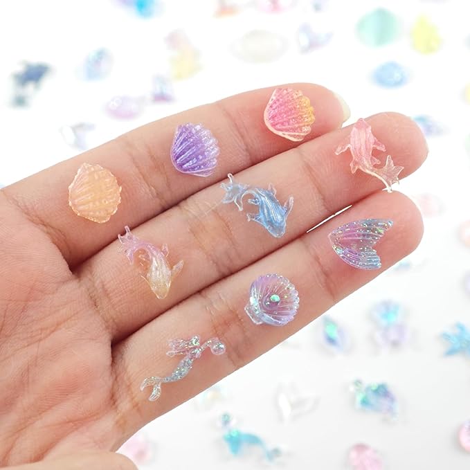 200 Pieces Colorful Tiny Sea Animals Decor for Crafts Dollhouse Miniatures Resin Micro Ocean Decorations for Dollhouse Fairy Garden Micro Landscaping Decoration
