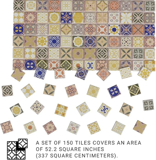 150 pcs, Dollhouse Flooring, 1:12 Scale Doll House Tiles, Miniature Checkerboard Floor, REDUCIO! (Yellow and Blue)