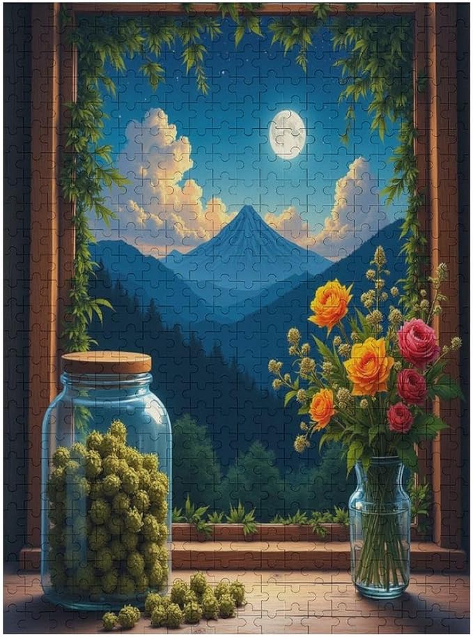 Jigsaw Puzzles for Adults 500 Piece - Green Plants at The Window Wooden Puzzle,Stress Relief Games,Funny Puzzles，Unique Gifts for Wall Art，Family Puzzle，Educational Games，Challenge Puzzles