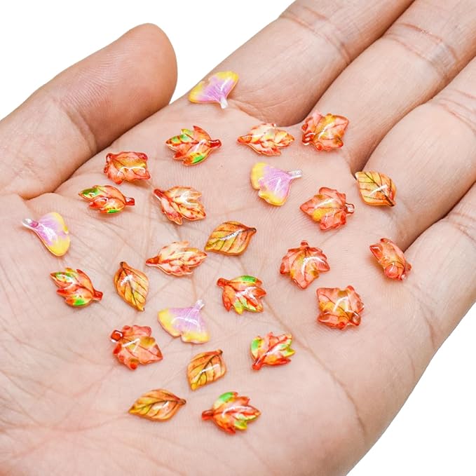 200 Pieces Mini Fall Leaves for Crafts Dollhouse Miniatures Tiny Maple Leaves Micro Fake Leaves Decor for Dollhouse Fairy Garden Micro Landscaping Decoration