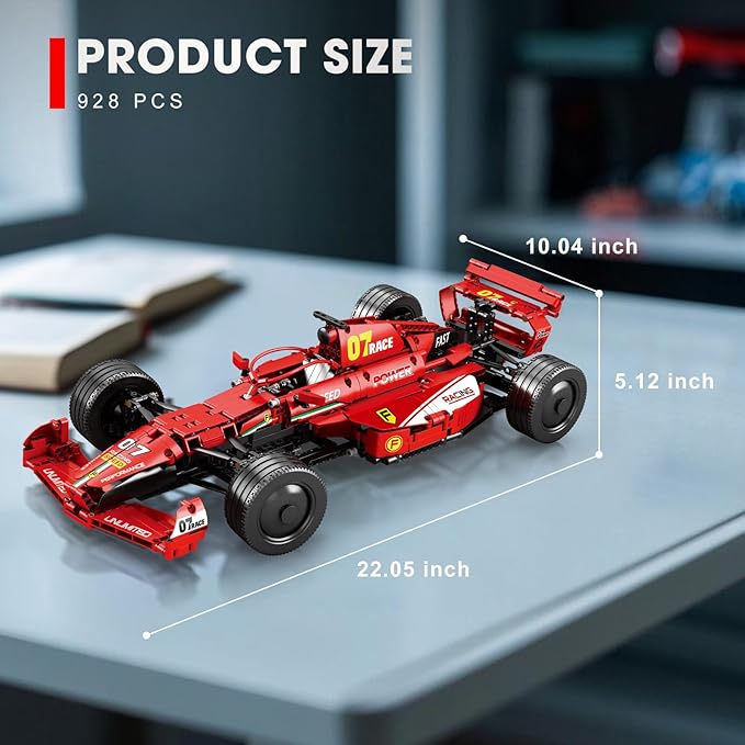 Reobrix F1 Cars Building Sets for Adults, Technical Formula 1 Model Car Kits, Cool 1:8 Scale Race Car Model Display for Home or Office Decor, Collectible Gifts for F1 Fans (928 PCS,Static Version)