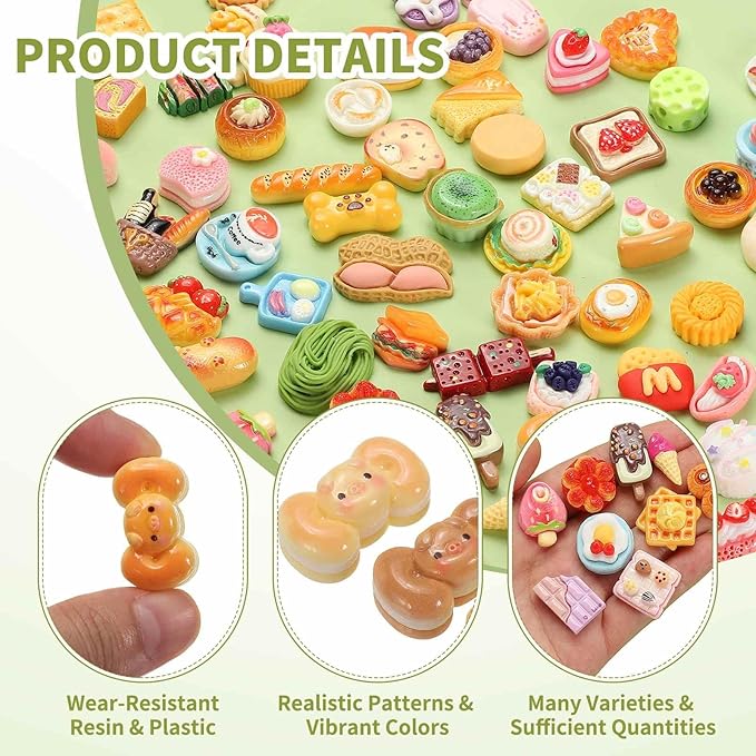 Dollhouse Miniature Food, Cute Mixed Animal Bow Tie Bread Figures Toys Mini Resin Foods Trinkets for Pretend Play Kitchen Cooking Game & Doll House Decor (Mixing Colors, 20pcs)