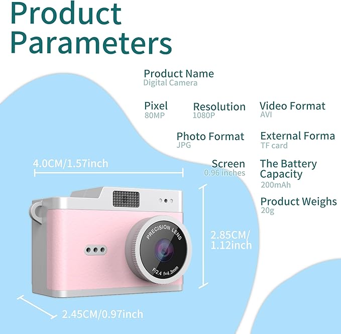 SUMUYO Mini Keychain Camera,1080P Tiny Digital Camera,Pocket Video Recorder with 32GB Card,Fun Funny Gifts for Kids & Adults Stocking Stuffers for Travel,Birthdays Gadgets (Pink)