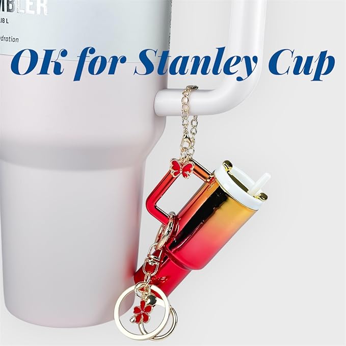 ERTUNA Mini Tumbler Keychain Accessories for Stanley Cup, 2 Way Cute Charms Chapstick Lip Balm Holder for Women Purse Handbag