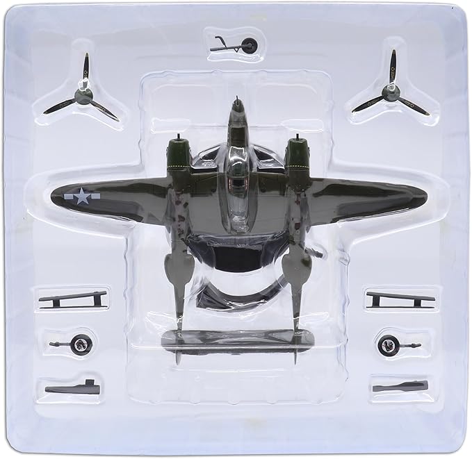 Motor city classics 1:72 Scale Military Diecast Collectible | USAAF Lockheed P-38J-10-LO Lightning Interceptor - 2nd Lt. Joseph E Ficklin | Militaria Diecast Model 27296-41