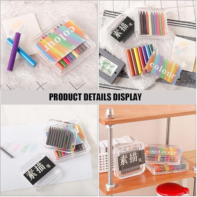 Alasum 3 Boxes of Mini Crayon Sets, Miniature Sketch Pencil Mini Drawing Colored Pencils Portable Color Party Favors Doll House Supplies, 3.50X3.50X0.70CM
