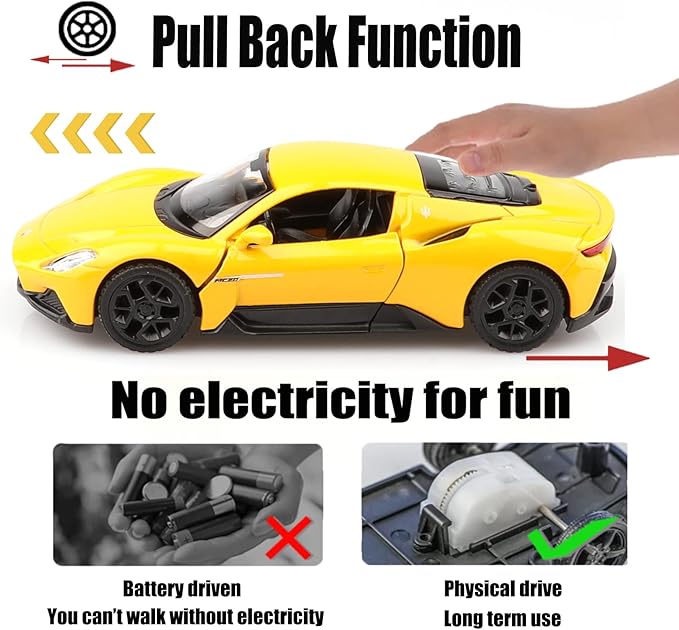 1/36 Scale Maserati MC20 Diecast Model Car,Pull Back Vehicles Toy Cars,Cars Gifts for Boys Girls