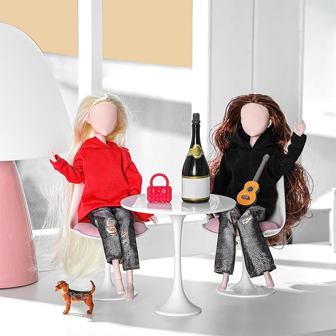 Bencailor 8 Pieces Winter Doll Clothes Girl Accessories Cotton Christmas Sweaters Denim Pants Regular Outfit Clothing(Black,Orange,Red,Green,11.5 Inch Doll)