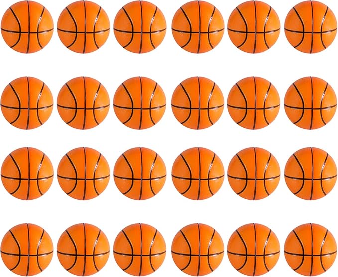 Super Z Outlet Mini Foam Sports Balls for Kids Adults Mini Baseball Football Basketball Soccer Stress Toy Game Party Decoration (Basketball) - Pack of 24