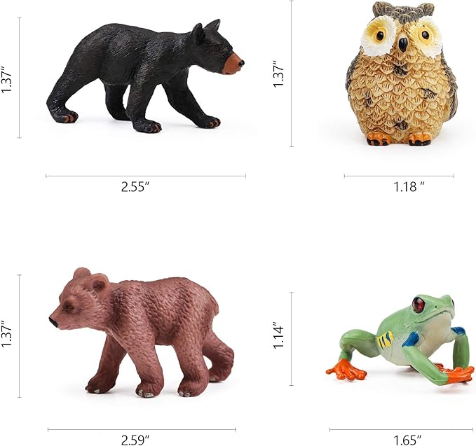 16PCS Forest Animals Baby Figures, Woodland Creatures Figurines, Miniature Toys Cake Toppers Cupcake Toppers Birthday Gift for Kids