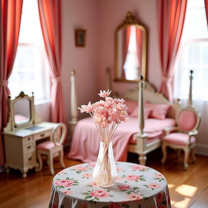 Pink Mini Flower Vase, 1/12 Scale Miniature Dollhouse Accessories Decor, Doll House Mini Flower Bowl Elegant Decoration for Mini Scene Excellent Quality