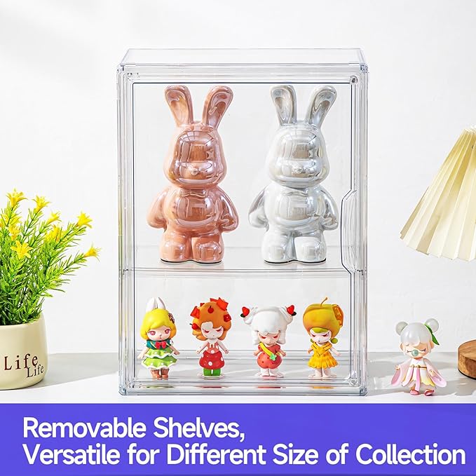 Clear Display Case for Figures with Magnetic Door, Acrylic Display Cases for Collectibles, 3Tiers Acrylic Storage Organizers Box, Desktop or Wall-Mounted Showcase for Collectibles Action Figure (1)