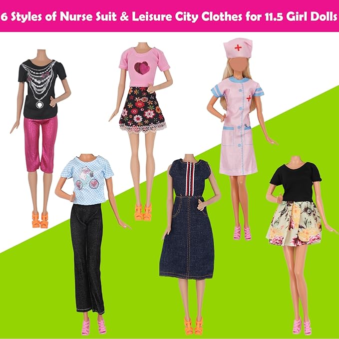 ZTWEDEN 71Pcs Doll Clothes & Accessories for 12 Inch Boy & Girl Dolls - Pet Care Set Includes 25 Wear Clothes, Shirts, Jeans, Suits, Shoes, Pet Doctor Playset, Trolley, Backpack