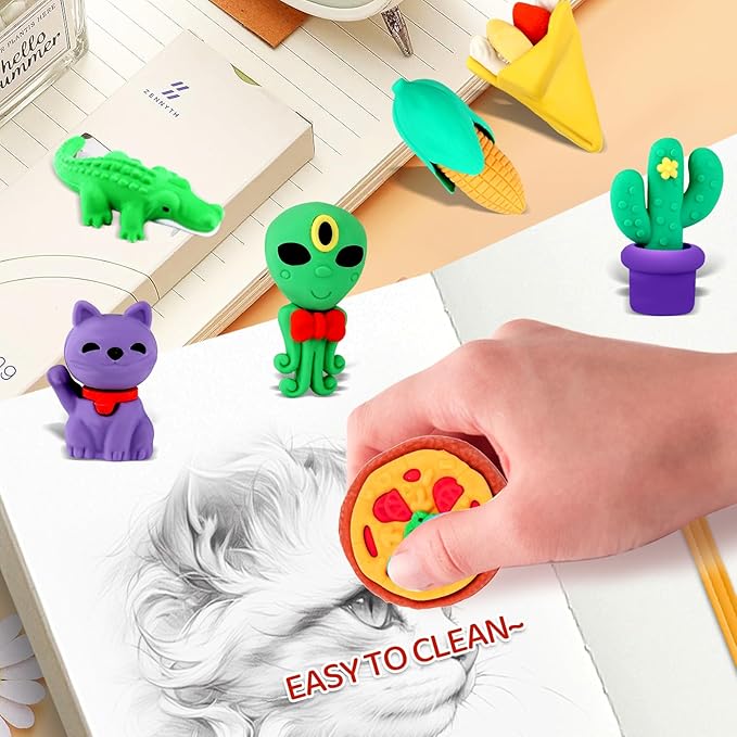 131Pcs Animal Erasers Desk Pets for Kids Animal Pencil Erasers Bulk Puzzle Eraser Toys Gifts for Classroom Prizes,Game Reward,Treasure Box,Easter Egg Fillers,Goodie Bag Stuffer,Party Favors