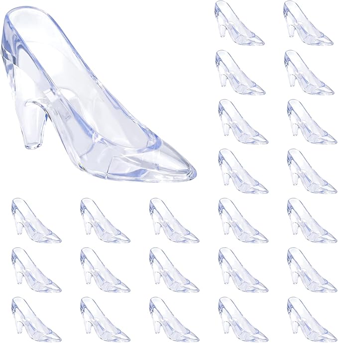 Plastic Mini Cinderella Princess Slippers Glass Heels Party Decorations for Weddings, Birthday Party Favors 3.5 inches