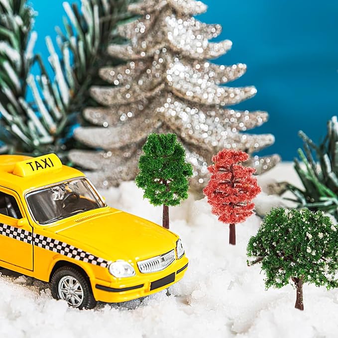 TOPPERFUN 12Pcs Miniature Model Trees Set 3.34In Small Fake Trees for Train Scenery DIY Craft Decorations Architectural Model Landscaping Accessories